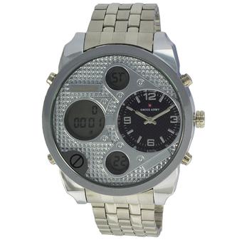 Swiss Army Men's Dual Time - Silver - Stainless - SA 1505 SS BLK  