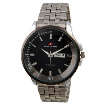 Swiss Army Men's Elegant Jam Tangan Pria - Silver - Stainless - SA 0967 M SS BL  