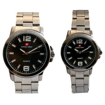 Swiss Army Men's - Jam Tangan Couple - Couple SA 5085 MB / LB - Hitam - Stainless Steel Back  