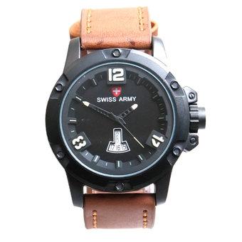 Swiss Army Men's - Jam Tangan Pria SA 0370 M - Hitam - Strap Kulit  