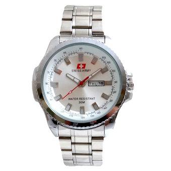 Swiss Army Men's - Jam Tangan Pria - SA 3067 M Body + Bezel Silver - Stainless Steel- Silver  