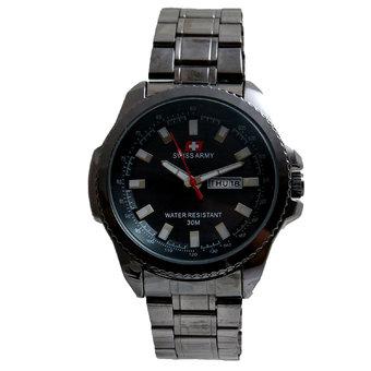 Swiss Army Men's - Jam Tangan Pria - SA 3067 MB Body + Bezel Hitam - Stainless Steel - Hitam  