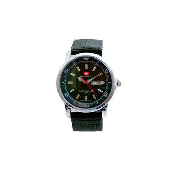 Swiss Army Men's - Jam Tangan Pria - SA 3117 M Bezel Hijau - Kanvas - Tanggal Hari  