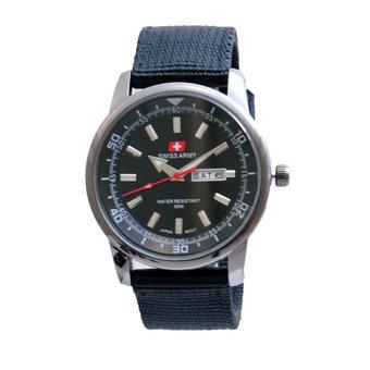 Swiss Army Men's - Jam Tangan Pria - SA 3117 MB Bezel Hitam - Kanvas - Tanggal Hari  