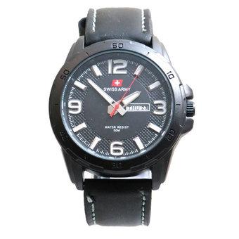 Swiss Army Men's - Jam Tangan Pria SA 5022 M - Hitam - Strap Kulit  