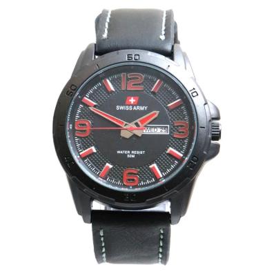 Swiss Army Men's - Jam Tangan Pria - SA 5022 M JARUM MERAH TALI HITAM - Strap Kulit