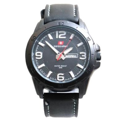 Swiss Army Men's - Jam Tangan Pria - SA 5022 M JARUM PUTIH TALI HITAM - Strap Kulit