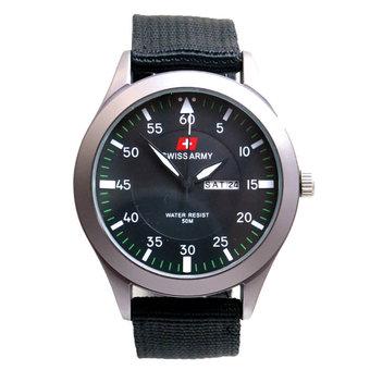 Swiss Army Men's - Jam Tangan Pria - SA 5034 M Bezel Hitam - Kanvas  