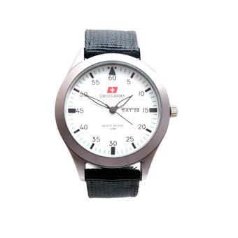 Swiss Army Men's - Jam Tangan Pria - SA 5034 M Bezel Putih - Kanvas  