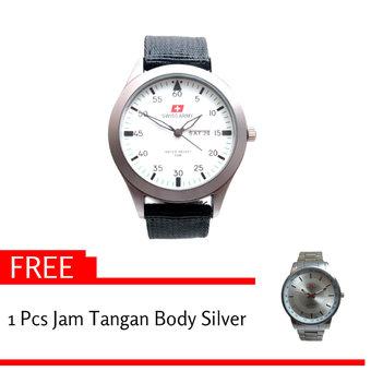 Swiss Army Men's - Jam Tangan Pria - SA 5034 M Bezel Putih + GratisJam Tangan Body Silver  