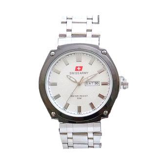 Swiss Army Men's - Jam Tangan Pria - SA 5056 M Bezel Silver - Tanggal Hari  