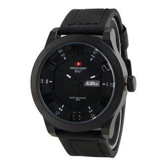 Swiss Army Men's - Jam Tangan Pria - SA 603 M Body Hitam - Kulit Hitam  