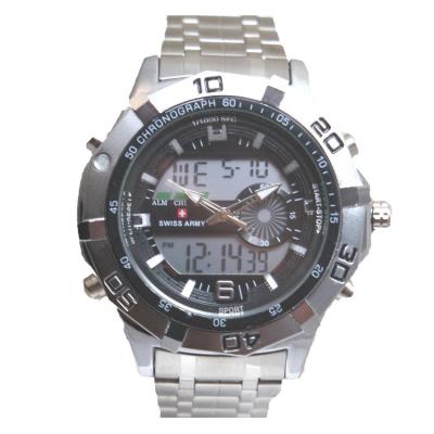 Swiss Army Men's SA 2101 M Dual Time Jam Tangan Pria Stainless Steel - Silver