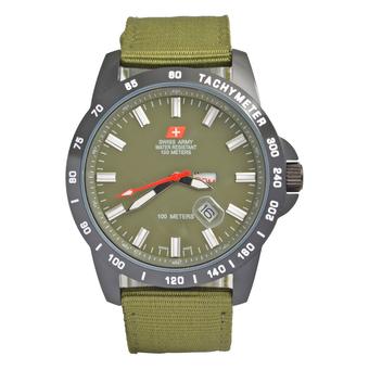 Swiss Army Men's SA3777MBGR - Jam Tangan Pria - Hijau - Kanvas  