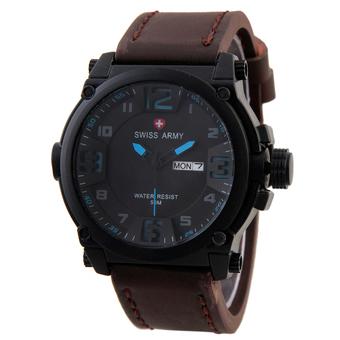 Swiss Army Mens Elegant - Cokelat - Stainless/Kulit - SA 7169 – Biru  