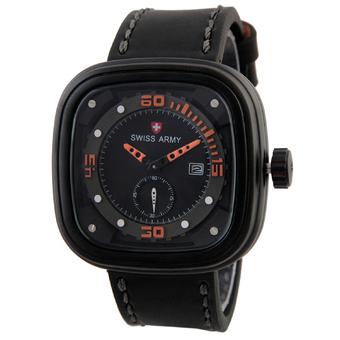 Swiss Army Mens Elegant - Hitam - Stainless/Kulit - SA 4096 BL ORG  