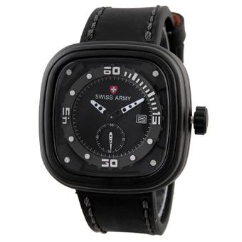 Swiss Army Mens Elegant - Hitam - Stainless/Kulit - SA 4096 BL GRY  