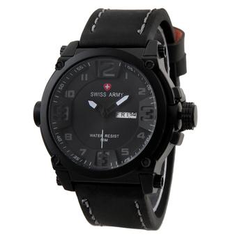 Swiss Army Mens Elegant - Hitam - Stainless/Kulit - SA 7169 BL GRY  