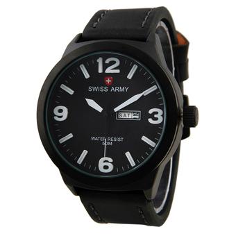 Swiss Army Mens Sport - Hitam - Kulit - SA 0420 BL WHG  