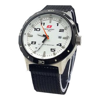 Swiss Army Original Jam tangan Pria - Kanvas Strap - SA 4122 White - Hitam  