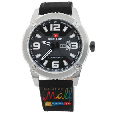 Swiss Army SA 1166 G - jam tangan pria - leather - black