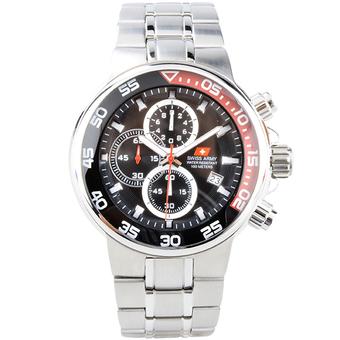 Swiss Army SA 243 CHR SS Stainless Steel - Silver/Hitam  