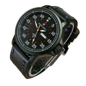 Swiss Army SA 2657M Hitam Putih - Jam Tangan Pria - Strap Kulit - Analog  