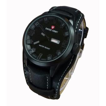 Swiss Army SA 273M Hitam Jam Tangan Pria - Strap Kulit - Analog  