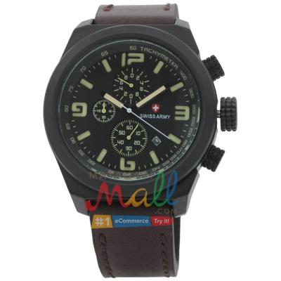 Swiss Army SA 3126 M - jam tangan pria - strap kulit - cokelat tua