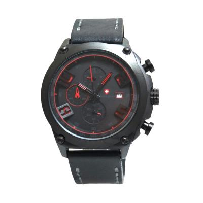 Swiss Army SA 4076 M Jarum Merah Jam Tangan Pria Strap Leather - Hitam