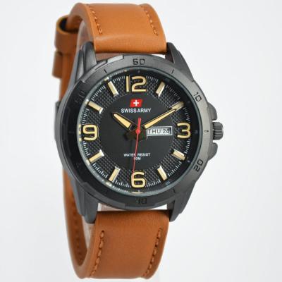 Swiss Army SA 5022 M - Jam Tangan Pria - Strap Coklat Muda - Dial Hitam