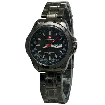 Swiss Army SA 5095 blac Tanggal Hari Jam Tangan Wanita - Strap Stainless Steel - Hitam  