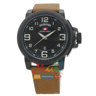 Swiss Army SA 66229 Tali Kulit Coklat (Ipb) Tanggal Hari – Dial Hitam