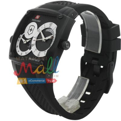 Swiss Army SA 71688 MA Pria SS Hitam Karet Hitam - Hitam Putih