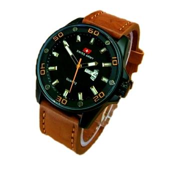 Swiss Army SA 7646 YFI Men Watches - Leather Strap - Cokelat  