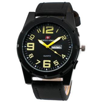 Swiss Army SA001 Hitam Kuning - Jam Tangan Pria - Strap Kulit  