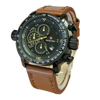 Swiss Army SA1290SD - Men's Watches – Leather Strap Coklat – Chronograph  