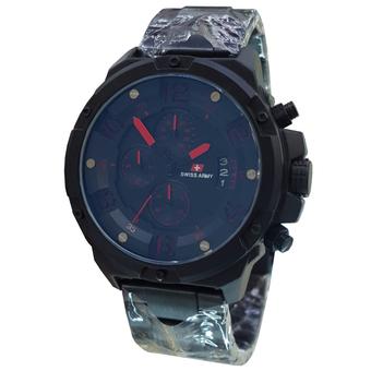 Swiss Army SA1359 Chronograph Jam Tangan Pria Stainless Steel Hitam Lis Merah  