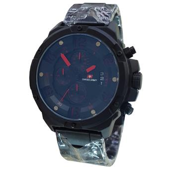 Swiss Army SA2359 Chronograph Jam Tangan Pria Stainless Steel Hitam Lis Merah  