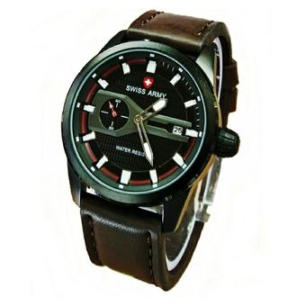 Swiss Army SA3233MR Coklat Tua- Jam Tangan Pria - Strap Kulit - Analog  