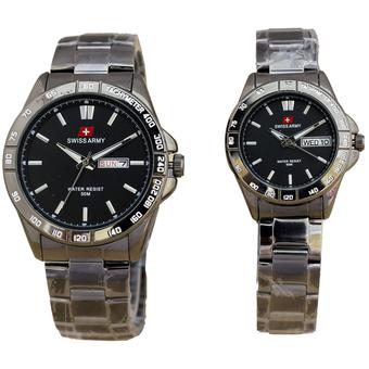 Swiss Army SA331 Analog Jam Tangan Couple Stainless Steel Hitam  