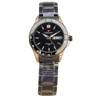 Swiss Army SA331 Analog Jam Tangan Wanita Stainless Steel - Hitam List Gold  