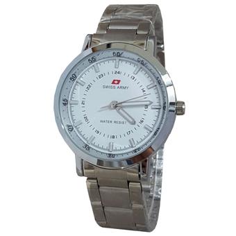 Swiss Army SA5108 Jam Tangan Pria Stainless Steel Silver Putih  