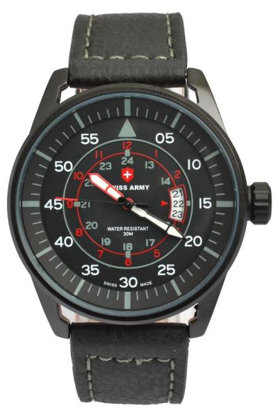 Swiss Army - SA8044MFB - Jam Tangan Pria - Strap Kulit - Hitam