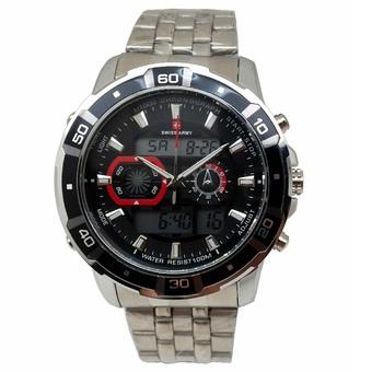 Swiss Army Sport Digital Combo - Jam Tangan Pria - Silver Stainless - Dial Hitam - SA 0989 B  