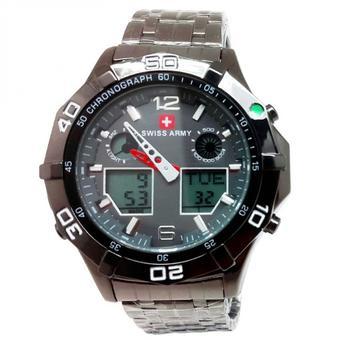 Swiss Army Sport Digital Combo - Jam Tangan Pria - Stainless Hitam - Dial Hitam - SA 1101 A  