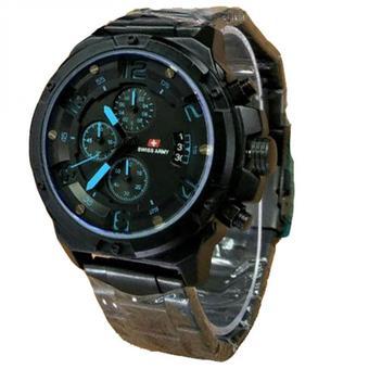 Swiss Army Tanggal Hari SA 1325 HB Jam Tangan Pria Stainless Steel hitam biru  