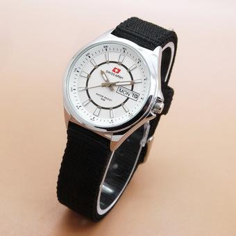 Swiss Army Tanggal Hari SA 1818 b Jam Tangan Wanita - Strap Leather - Hitam Putih  