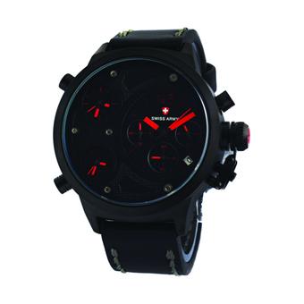 Swiss Army - Triple Time - Jam Tangan Pria - Leather Strap - SA 4170 - Hitam  