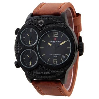 Swiss Army Triple Time Series - Cokelat - Kulit - SA 1060M BL BRW  